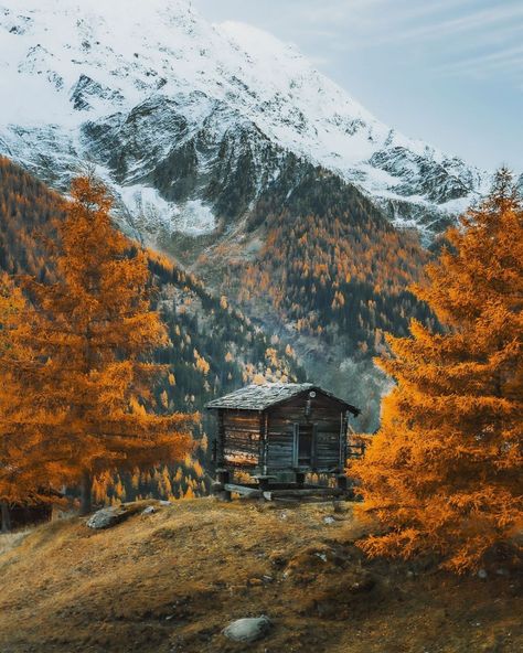 Montana Art, Mountain Lover, Cabin In The Woods, Beautiful Landscape Wallpaper, Italian Artist, Glacier National Park, Autumn Photography, Cabins In The Woods, House In The Woods