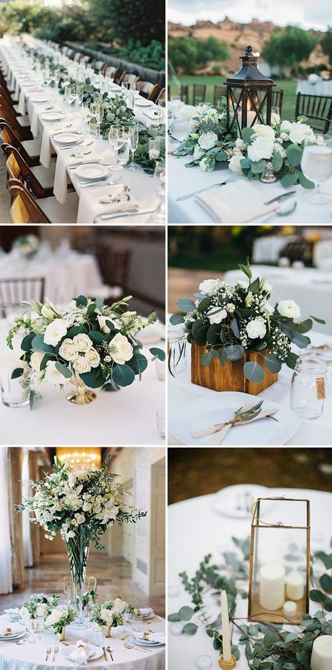 Greenery Color Palette, Mugs Clay, Greenery Wedding Ideas, White And Greenery Wedding, Green Wedding Centerpieces, Dessert Wedding, Greenery Wedding Centerpieces, Beach Wedding Tables, Green Centerpieces