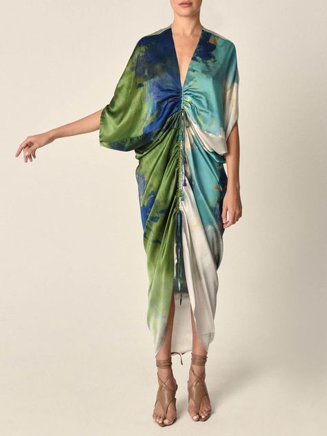 FALL22 ecom images7 - Silvia Tcherassi Kaftan Designs, Flower Watercolor, Blue Flower, British Style, Fun To Be One, 8 M, Geometric Print, Look Fashion, Silk Dress