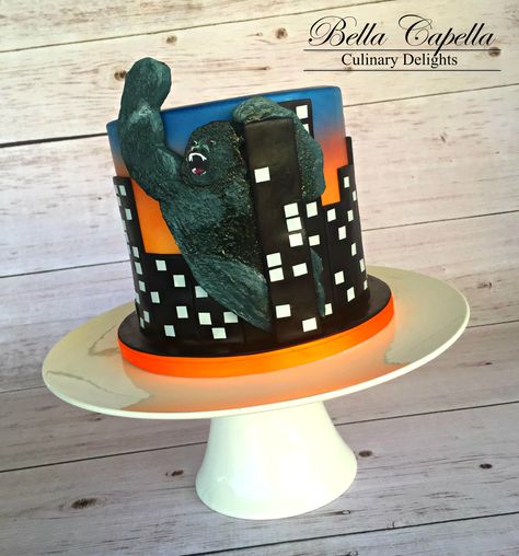 King Kong And Godzilla Cake, King Kong Cake Ideas, King Kong Birthday Party Ideas, King Kong Party Ideas, King Kong Vs Godzilla Cake, King Kong Birthday Cake, Godzilla Vs Kong Cake, Godzilla Cake Ideas, King Kong Cake