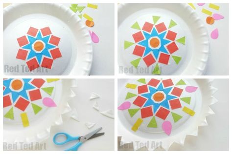 Paper Plate Rangoli Kids' Diwali Craft - Red Ted Art Paper Plate Rangoli, Rangoli Craft, Kids Rangoli, Easy Rangoli Patterns, Diwali Craft Ideas, Diwali Craft For Children, Diwali For Kids, Diwali Activities, Diwali Happy