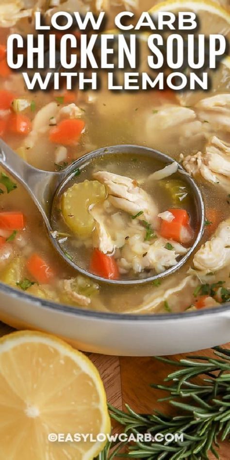 Healthy Chicken Soup Crockpot Low Carb Easy Recipes, Keto Lemon Chicken Soup, Chicken Soup With Lemon, Healthy Chicken Soup Recipes Low Carb, Keto Chicken Soup Recipes Low Carb, Keto Chicken Soup Recipes, Low Carb Chicken Soup Recipes, Ketovore Recipes, Low Carb Chicken Soup