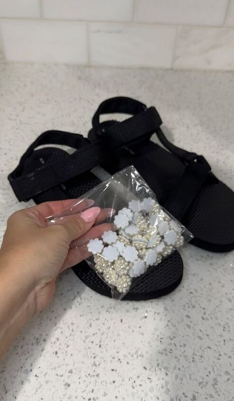 Diy Sandals Refashion, Sketchers Sandals, Shopping At Target, Diy Sandals, Pearl Flowers, Pearls Diy, Flower Sandals, Platform Slides, Cute Sandals