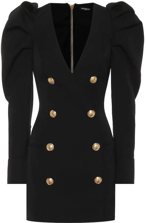 Balmain Double-breasted wool minidress Chic Evening Dress, Balmain Blazer, Balmain Dress, African Dresses Modern, Woman Suit Fashion, Blazer Outfits, Girly Fashion, Teenage Fashion Outfits, Stage Outfits