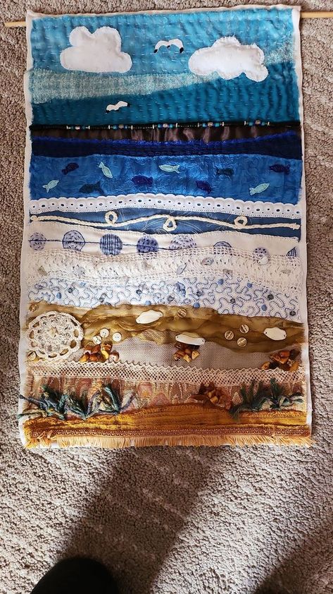 Material Ideas, Landscape Art Quilts, Scrap Material, Slow Stitching, Mix Media, Art Quilts, Textile Art, Landscape Art, Made It