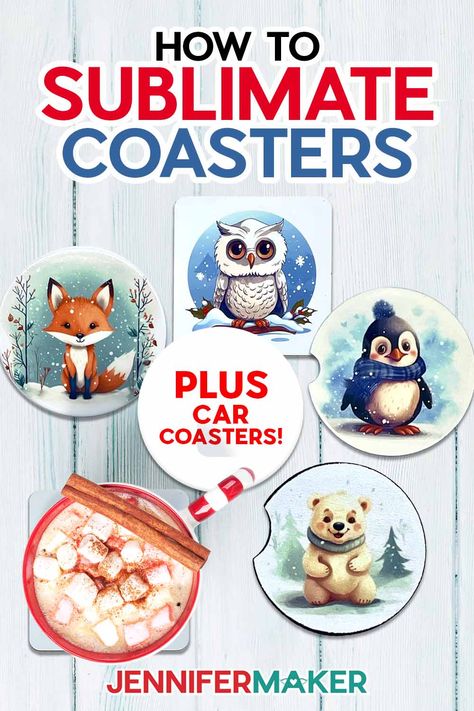 Car Coasters Sublimation Free, Cricut Ceramic, Coasters Cricut, Sublimation For Beginners, Sublimation Coasters, Jennifer Maker, Diy Stencils, Sublimation Ideas Projects Inspiration, Sublimation Ideas