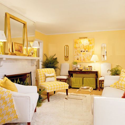 Decorate with Yellow Yellow Living Room Colors, Yellow Decor Living Room, Furniture Colors, Color Palette Living Room, Cream Living Rooms, Yellow Furniture, Painted Furniture Colors, French Country Living Room, Yellow Room