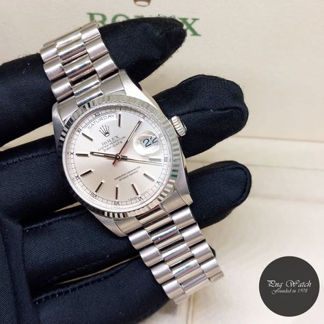 Rolex 36mm Oyster Perpetual 18K Full White Gold Double Quickset Day-Date REF: 18239 (Box only-W Series)! Oyster Perpetual, Rolex, White Gold, Gold