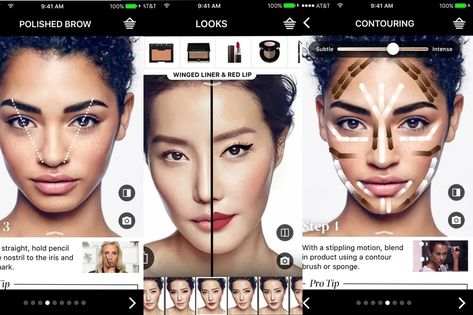 Sephora’s latest app update lets you try virtual makeup on at home with AR - The Verge Virtual Makeup, Hairstyle App, Virtual Hairstyles, Beauty Companies, Winged Liner, Contour Brush, Hair Styler, Sephora Makeup, Makeup Application