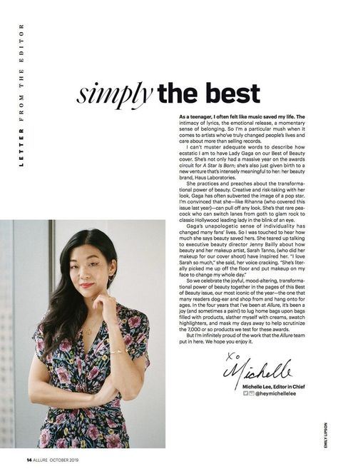 Letter From The Editor, Michelle Lee Magazine Page Design, Letter From The Editor, Book Editorial Design, Michelle Lee, Allure Magazine, Magazine Editor, Book Editorial, Letter To The Editor, Magazine Layout Design