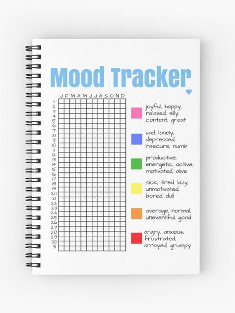 Mood Tracker Journal, Graph Paper Journal, Daily Bullet Journal, Goal Charts, Creating A Bullet Journal, Bullet Journal Mood Tracker Ideas, Journal Set, Daily Mood, Bullet Journal Mood