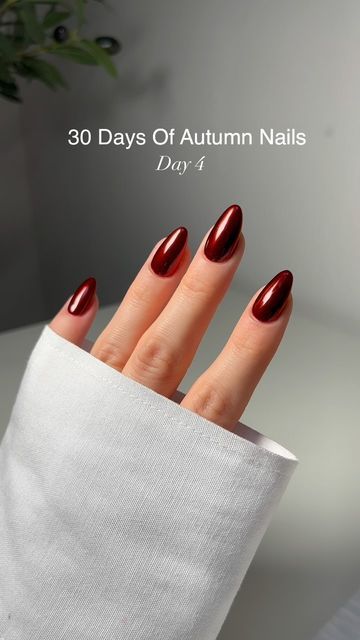 Jessica White on Instagram: "A dark red chrome moment 🍷  @opinailsuk Red Hot Rio  @amazon Chrome  #nails #nailreel #nailinspo #nailtrends #nailswatch #nailpainting #nailasmr #asmr #satisfying #satisfyingvideos #trending #trendingreels #nailcolour  #opi #askforopi  #fallnails #fall #autumnnails   #nailsleeds #leedsnails #leedsbiab #biableeds." Cranberry Nails With Chrome, Fall Red Chrome Nails, Chrome Dark Red Nails, Deep Red Chrome Nails, Fall Dark Nails, Dark Red Chrome Nails, Dark Chrome Nails, Chrome Red Nails, Rust Nails