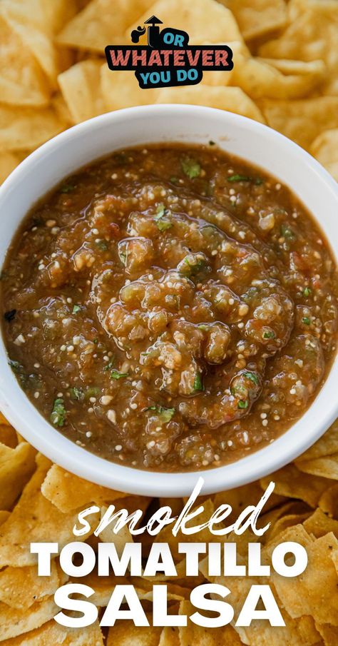 Smoked Tomatillo Salsa, Smoked Salsa, Tomatillo Salsa Recipe, Pulled Pork Enchiladas, Pork Enchiladas, Smoked Recipes, Outdoor Cooking Recipes, Easy Salsa Recipe, Easy Salsa