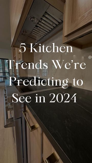 C3CC | Construction Services DFW on Instagram: "Discover the top 5 Kitchen Trends we’re predicting for 2024! 👀 1️⃣ Earthy Green Kitchens: Warm earthy tones create a cozy, timeless atmosphere. 2️⃣ Natural Woods: A continued favorite, bringing forth an elegant and minimalist aesthetic. 3️⃣ Stone Backsplash: Extend your island stone to your backsplash for a touch of luxury and durability. 4️⃣ Drawers in Lowers: Optimize vertical space for easy storage of pots and pans. 5️⃣ Hidden Outlets: Enhance your kitchen’s visual appeal by concealing outlets. Share your favorite trend with us! ✨ • • • #c3cc #kitchendesign #kitchentrends #kitchentrends2024 #homerenovation #earthytones #neutrals #customcabinets #customkitchen #homedesign #generalcontractor #hiddenoutlets #stone #backsplash #interior Brown Soapstone Countertops, Black Countertops And Black Backsplash, Walnut Cabinets Backsplash, Stone Backsplash Behind Range, Black Quartz With Gold Veining, Kitchen Ideas With Copper Accents, Kitchen With Granite Backsplash, Granite Countertops With Walnut Cabinets, Pnw Kitchen Design