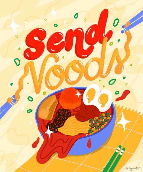 Noodles Poster Design, Noodle Illustration Design, Noodle Typography, Cooking Typography, Noodle Poster Design, Ramen Photography, Noodle Poster, Noodle Illustration, Noodles Illustration