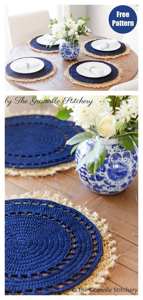 Table Placemats Ideas Crochet, Round Placemat Crochet Pattern, Chunky Crochet Placemat Pattern, Crochet Circle Table Mat, Placemats Crochet Patterns, Modern Crochet Placemats, Crochet Charger Plate Pattern, Crochet Circle Placemat, Crochet Cotton Placemats Free Pattern