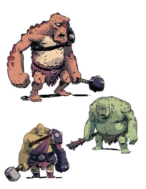 Ogre Drawing Character Design, Orcs Character Design, Big Character Design, Troll Rpg, Ogre Drawing, Ogre Character Design, Orc Illustration, Orc Cartoon, Dnd Monster Art