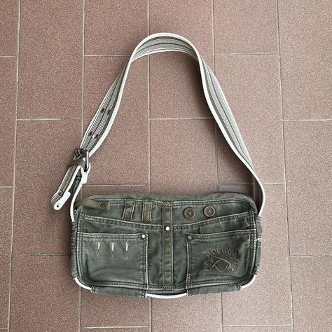 Vintage Diesel cargo baguette shoulder bag in... - Depop Vintage Diesel, Utility Style, The 2000s, Bag Design, Design Inspo, Distressed Denim, Bags Designer, Shoulder Bag, Canvas