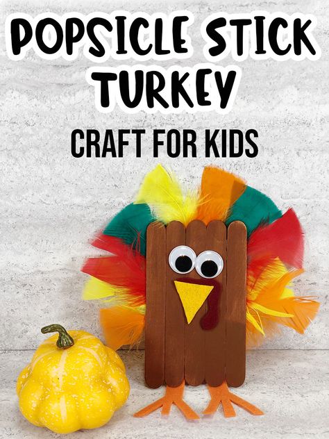 Popsicle Stick Turkey Crafts For Kids, Thanksgiving Crafts With Popsicle Sticks For Kids, Popsicle Stick Turkey Craft, Popsicle Stick Turkey, Thanksgiving Crafts For Kids Preschool, Craft Stick Projects, Popsicle Stick Craft, Popsicle Stick Crafts For Kids, Primary Activity