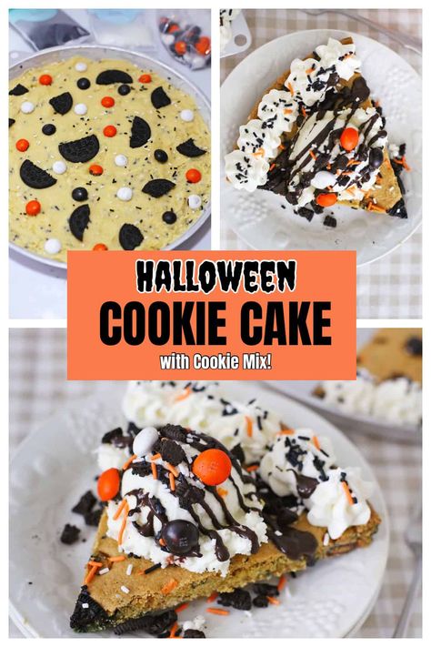 Halloween Cookie Cake, Easy Halloween Cookies, Dessert To Make, Scoop Of Ice Cream, Fun Dessert, Cake Diy, Ice Cream Sprinkles, Halloween Cookie, Vanilla Frosting