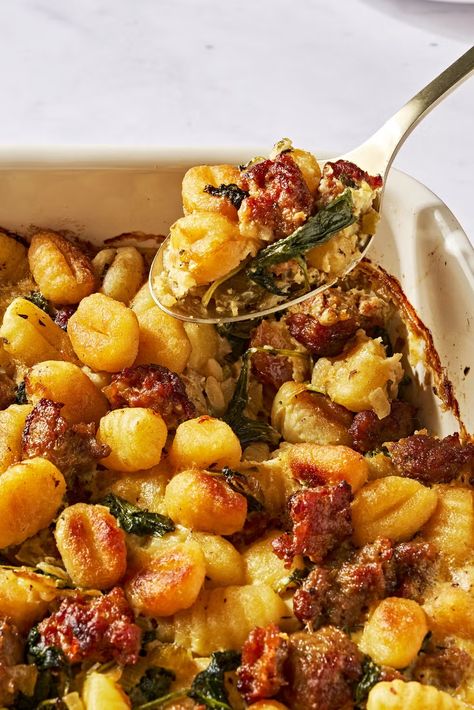 Gnocchi Stuffing Host Friendsgiving, Green Bean Casserole Bites, Homemade Turkey Stuffing, Fall Casseroles, Cider Donuts Recipe, Cozy Recipes, Pumpkin Lasagna, Hamburger Casseroles Recipes, Friendsgiving Food