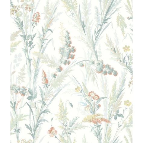 Lark Manor Andry Botanical Roll & Reviews | Wayfair Strip Wallpaper, Meadow Wallpaper, Stripped Wallpaper, Wallpaper For Sale, Drops Patterns, Contemporary Wallpaper, Botanical Wallpaper, Paper Wallpaper, White Backdrop