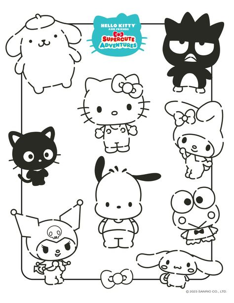 Holl Kitty, Sanrio Coloring Pages Printable, Sanrio Characters Coloring Pages, Sanrio Printables, Sanrio Coloring Pages, Sanrio Coloring, Sticker Nails, Small Images, Hello Kitty Colouring Pages