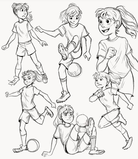 Drawing Younger Characters, Children Poses Drawing Reference, Drawing Children Reference, Child Running Reference, Kids Playing Reference, Child Drawing Poses, Animatic Poses, How To Draw Kids Character Design, Child Poses Art Reference