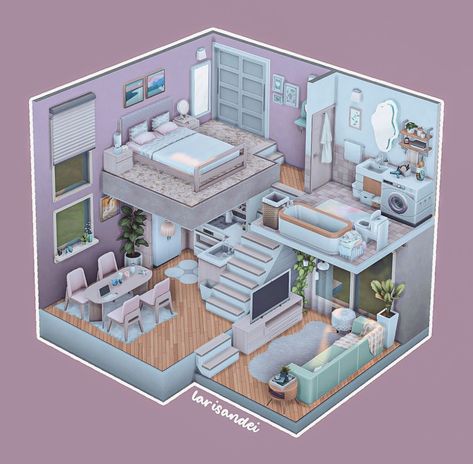 Sims 4 House Plans Layout, The Sims 4 Bedroom Ideas, Sims 4 Small House, Sims 4 Tiny House, The Sims 4 Builds, Sims 4 Loft, Sims Rooms, Sims 4 Builds, Sims 4 Houses Layout