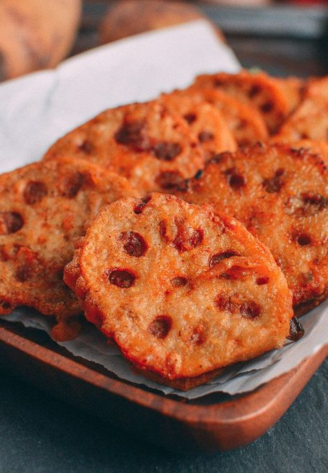 Cantonese Dishes, Lotus Root Recipe, Meat Sandwiches, Fried Meat, Chinese Lotus, Wok Of Life, Woks Of Life, The Woks Of Life, Lotus Root