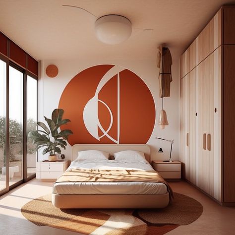 Airbnb Bedroom, Terracotta Bedroom, Hotel Bedroom Design, Hall Entrada, Bedroom Wall Decor Ideas, Terracotta Wall, Wall Decor Ideas, Bedroom Wall Decor, Bedroom Hotel