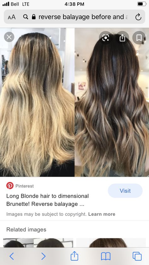 Hair Color Ideas For Brunettes Before And After, Brown To Blonde Balayage Before After, Blondes To Brunettes Before And After, Grown Out Blonde To Brunette, Blonde Going Brunette Before And After, Transition Back To Brunette, Going Brown From Blonde, Reverse Balayage Blonde To Brown Before And After, Reverse Balayage Straight Hair