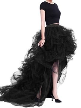 Ericdress Asymmetric Patchwork Lace-Up Women's Skirt Gallery 245 : Ericdress.com Puffy Tulle Skirt, Night Out Skirts, Gonna In Tulle, Gown Skirt, Wedding Skirt, Nature Dress, Gown Pattern, Party Skirt, Hem Skirt