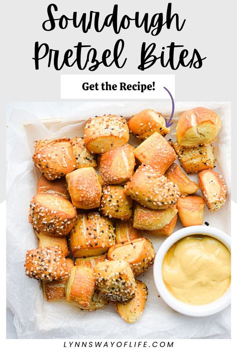 Sourdough Starter Pretzel Bites, Sourdough Super Bowl Snacks, Sourdough Appitzer, Sourdough Pretzel Bites Recipe, Sourdough Starter Discard Pretzels, Sour Dough Appetizers, Sourdough Superbowl Snacks, Sourdough Discard Pretzel Bites No Yeast, Homemade Sourdough Pretzels