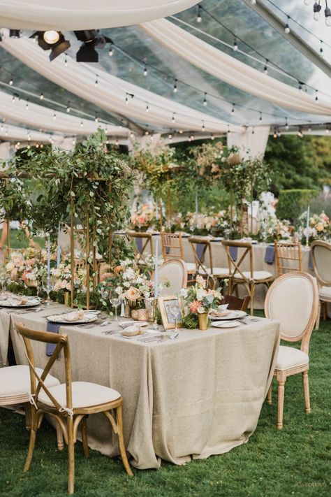 Castle on the Hill - WedLuxe Magazine  #outdoorwedding #vintagewedding #weddinginspo #reception Elegant Party Decorations, Castle On The Hill, Crossback Chairs, Event Planning Design, Tent Wedding, Floral Arch, Whimsical Wedding, Event Inspiration, Wedding Event Planning