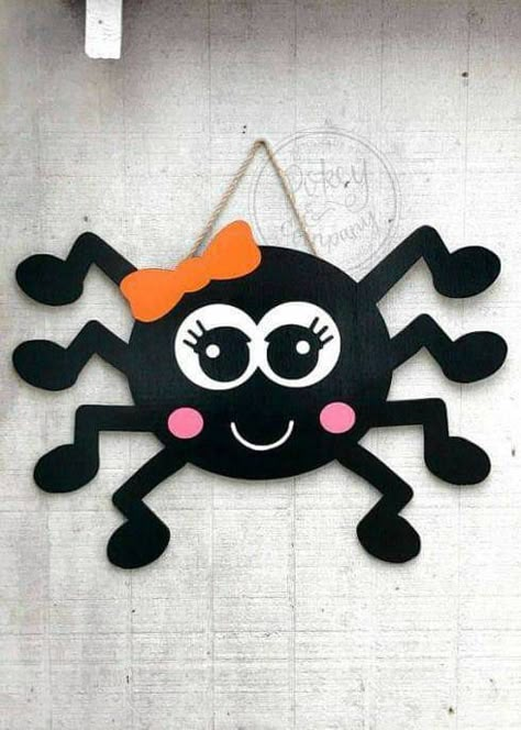 Door Hangers Wooden, Halloween Spider, Door Hanger, Door Hangers, Wooden Signs, Hangers, Signs, Halloween, Wall