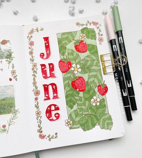 Month Journal Cover, May Journal Page, June Aesthetic Month, May Journal Ideas, Journal Month Page, Monthly Journal Ideas, Muji Pencil, Journal Planner Ideas, Bullet Journal Monthly Spread