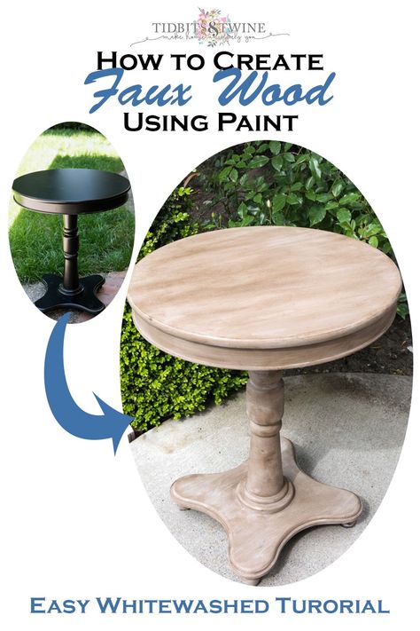 Faux Wood Paint, Paint Bathroom, Faux Wood Finish, Dining Table Makeover, Painted Side Tables, Bleached Wood, Using Chalk Paint, Paint Projects, Whitewash Wood