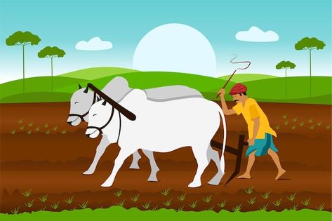 Agriculture Landscape, Farmer Working, Indian Agriculture, Farmer Painting, Free Green Screen Backgrounds, Free Cartoon Characters, Cartoon Maker, Farm Cartoon, 2d Character Animation