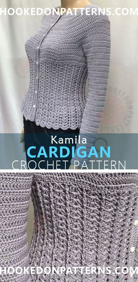 Kamila Fitted Cardigan Crochet Pattern (Paid Pattern). A beautiful, detailed form fitted crochet cardigan. Detailed Crochet, Crochet Bodycon Dresses, Cardigan Crochet Pattern, Black Crochet Dress, Modern Crochet Patterns, Mode Crochet, Cardigan Crochet, Crochet Coat, Fitted Cardigan