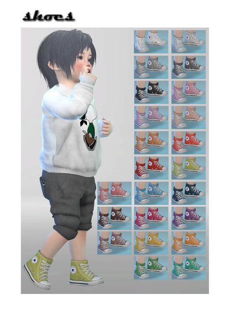 ShojoAngel — Hi^^ ….recol of pixi’s high converse, converted by... Toddler Cc Sims 4, Mods Sims 4, Sims 4 Toddler Clothes, Sims Baby, Sims 4 Cc Kids Clothing, Pelo Sims, Sims 4 Cc Shoes, Sims 4 Children, The Sims 4 Packs