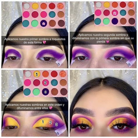 2 Color Eyeshadow Look, Make Up Looks Colorful, Colorful Eyeshadow Looks Step By Step, Fun Makeup Ideas Colorful, Colorful Makeup Looks, Maquillage Yeux Cut Crease, Makeup Morphe, Makeup Pictorial, Beginners Eye Makeup