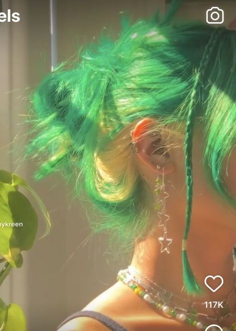 This hair dye is a revolutionary way to change the color of your hair. It is easy to use, and it is safe for everyone. Different Extensions Hair, Green Hair Girl Aesthetic, Indie Hair Dye, Hair Dye Ideas Green, Colored Hair Aesthetic, Dye Roots, Hair Dye Ideas Short Hair, Sea Green Hair, Hair Dye Inspo Aesthetic