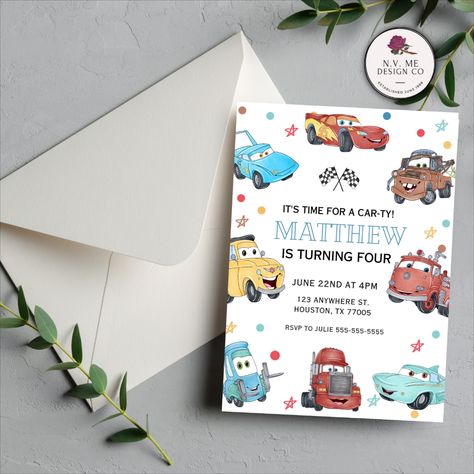 Cars Birthday Party Invitation, It's Time for a Car-ty Instant Download, Digital Template Disney Cars Birthday Party Invitations, Disney Cars Birthday Invitations, Pixar Cars Birthday Invitations, Disney Cars Invitation Template, Disney Pixar Cars Birthday Invitation, Two Fast, Car Birthday Party Invitations, Bday Decor, Cars Birthday Party