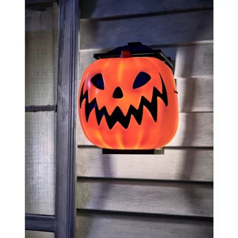 Pumpkin Porch Light Cover - Spirithalloween.com Outside Porch Lights, Steampunk Mens Costume, Halloween Trail Mix, Porch Light Covers, Disney Baby Costumes, Pumpkin Porch, Light Up Costumes, Spider Web Decoration, Porch Pumpkins