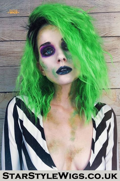 Beetlejuice Makeup Tutorial, Beetlejuice Wig, Beetlejuice Makeup, Beetlejuice Costume, Beetlejuice Halloween, Movie Makeup, Halloween Makeup Pretty, Horror Makeup, Halloween Makeup Inspiration