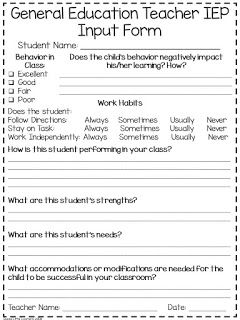 Special Little Learners: IEP Input Form {FREEBIE} Iep Parent Input Form, Learning Support Teacher, Special Education Parent Communication, Iep Organization, Sped Classroom, Iep Meetings, Co Teaching, School Slp, Teaching Special Education