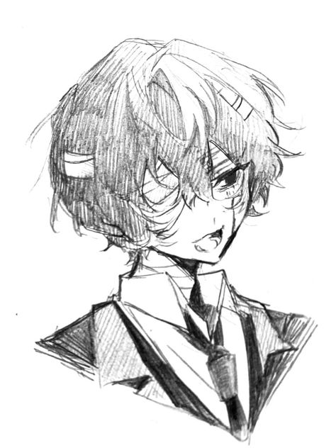 Dazai Osamu Drawing, Dazai Sketch, Dazai Drawing, Osamu Dazai, Dazai Bungou Stray Dogs, Dazai Osamu, Body Drawing, Anime Sketch, I'm A Simp