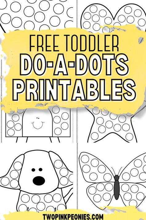 Image with text that says free toddler do-a-dot printables with mock up images of the printables Dot Markers Art, Dot Marker Printables, Coloring Pages For Toddlers, Toddler Printables, Preschool Activities Printable, Dot Marker Activities, Dot Worksheets, Free Preschool Printables, Free Preschool Worksheets