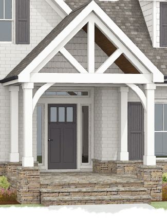 Unique Garage Doors, Front Porch Remodel, Portico Design, Porch Styles, Garage Door Types, Porch Remodel, Building A Porch, Front Porch Design, Exterior Makeover